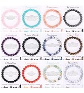 SAMOCO 12Pcs Crystal Stone Beaded Bracelets for Women Men Semi-Precious Gemstones Bracelets Cryst...