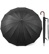 G4Free 54 Inch Large Windproof Umbrella for 2 Persons, 16 Ribs Auto Open Classic Wooden J Handle ...