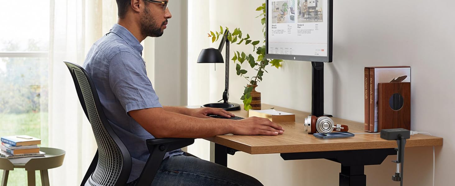 Office Desk Clamp Power Strip