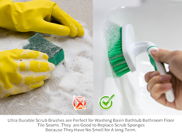 Ultra Durable Scrub Brushes are Perfect for Washing Basin Bathtub Bathroom Floor Tile seams