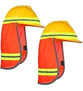 Evridwear High Visibility Neck Sun Shield with Reflective Stripe, Safety Hard Hat Shade with Brea...