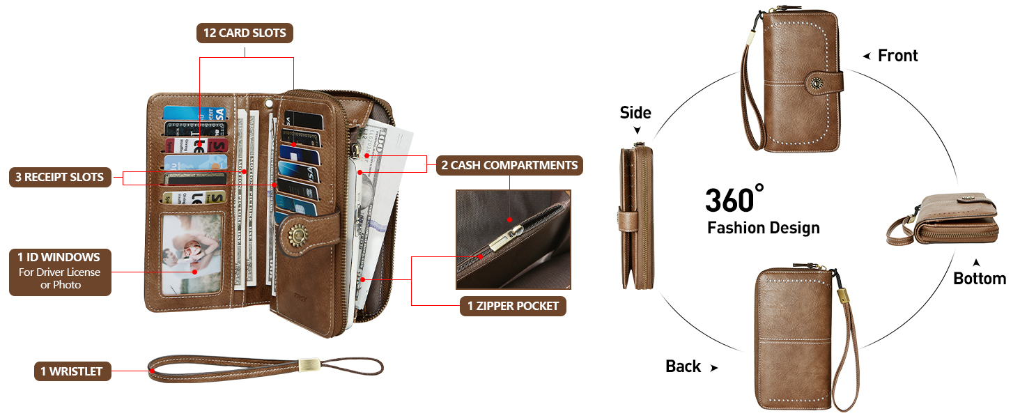 Large capacity:Plenty of storage in these wallets for women to hold up your daily essentials easily