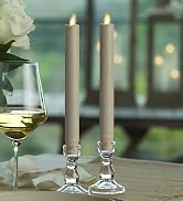 Luminara Flickering Flameless Ivory Taper Candles - Warm LED Light Flame - 2 AA Battery Operated ...