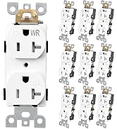 Baomain 10 Pack Duplex Receptacle Outlet, 20Amp 125V TR & WR Wall Outlet, 2 Pole 3 Wires Self-Gro...