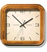 Rectangular Wooden Wall Clock – 16 Inch Large Vintage Wall Clock with Solid Elm Wood Fram...