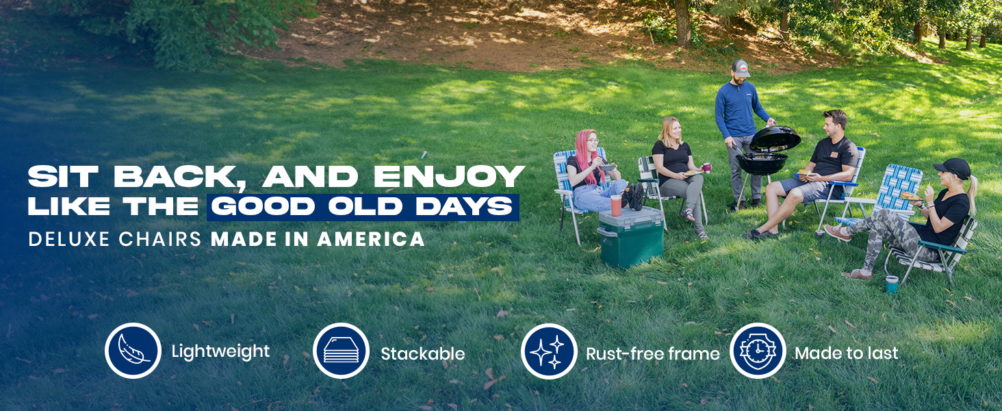 A group of friends enjoying a BBQ day with deluxe chairs