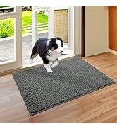 HOMEIDEAS Absorbent Chenille Door Mat Indoor, Low-Profile Rubber Backing Rug for Entryway, Muddy ...