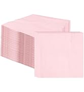 100 pcs 2-Ply Light Pink Napkins Folded 5 x 5 inch Disposable Cocktail Napkins Paper Napkins for ...