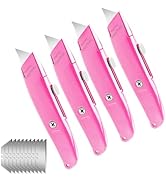 TIFICAL 4-Pack Box Cutter, Aluminum Alloy Handle Utility Knife, Box Cutter Retractable with 10 SK...