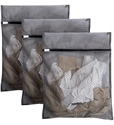 Meeall 3Pcs Mesh Laundry Bags for Delicates, Durable Honeycomb Mesh Wash Bags, Sturdy Zipper Laun...