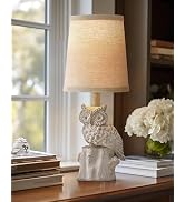 G-SAFAVA 14.25" Small Table Lamp for Living Room Farmhouse Bedside Resin Single Lamp with White O...