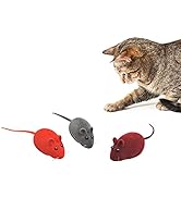 Andiker 3Pcs Cat Mouse Toy, Flocking Squeaking Mouse Cat Toy 3 Random Colors Soft Small Cat Toys ...
