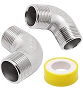 Sydien 3/4" x 3/4" NPT 90 Degree Elbow 304 Stainless Steel Pipe Fittings Male Threaded Coupler, 2...