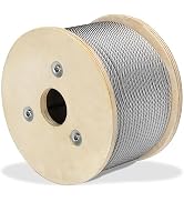 Thickened 1/4 Stainless Steel Cable, 300ft Wire Rope, 7X19 Strands Aircraft Cable, 6400lbs Breaki...