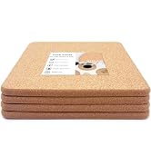 KITLAB Cork Trivet, 4 Pcs High Density Thick Square Cork Trivets for Hot Dishes, 8 Inch Heat Resi...