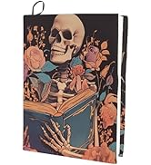 CRASPIRE Cloth Book Covers Stretch Paperback Book Cover Skull Skeleton Flower Notebook Wraps Reus...