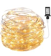 Minetom Fairy Lights Plug in, 33Ft 100LEDs String Lights for Bedroom | Adaptor Included, Waterpro...