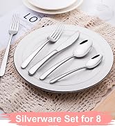 40 Piece Silverware Set, Deedro Stainless Steel Flatware Set Service for 8, Mirror Polished Cutle...