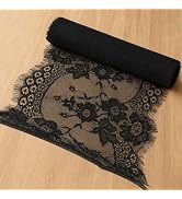 Winotic Floral Embroidered lace Trim Black Lace Fabric (1pcs, 14in x 3yd) | Flower Trim, Lace Cra...