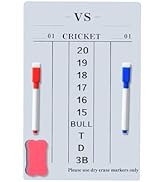 Dart Scoreboard Small White - Dry Erase Magnetic Dart Board Accessories for Cricket & 01 Games - ...
