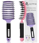 Hair Brushes for Women, HIPPIH 2PCS Boar Bristle Hair Brush, Detangler Brush for Curly Hair, Prof...
