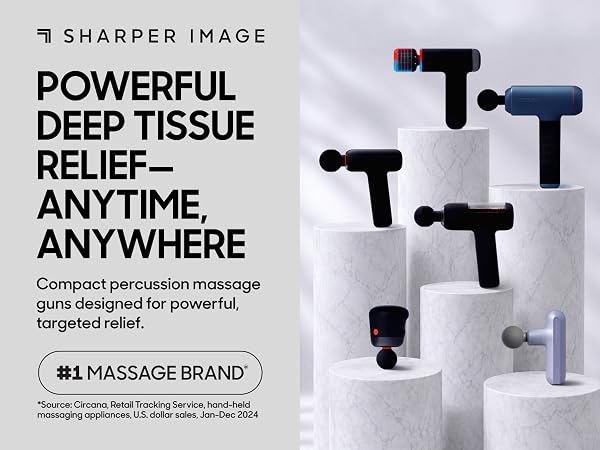 Sharper Image Percussion Massage Guns. Deep Tissue Muscle Recovery Anywhere