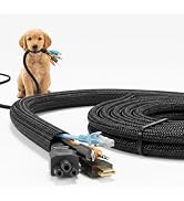 10ft Wire Loom, 1/2in Cable Sleeve Cord Protectors from Pets no Chew, Black | WUITAOUY Split Cabl...