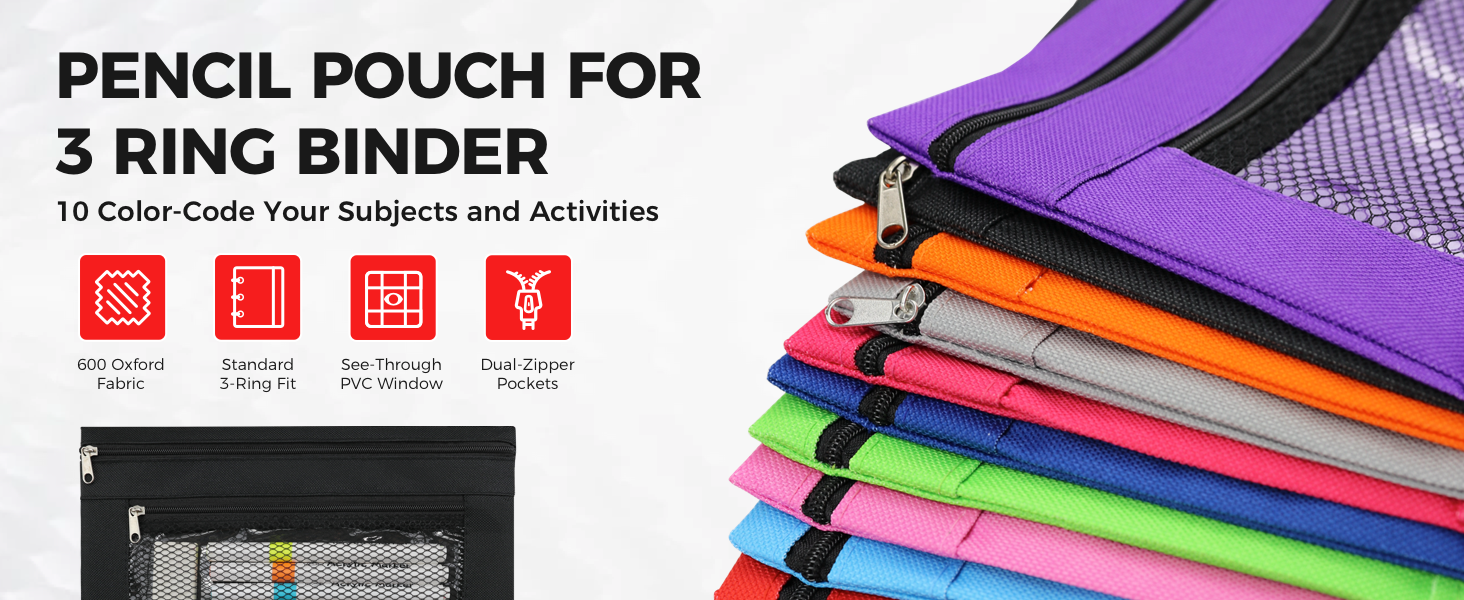 3 Ring Pencil Pouch for Binder