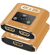 HDMI Switch Splitter 4K@60Hz, Aluminum Bi-Directional HDMI 2.0 Switcher, HDMI Switch 1 in 2 Out/ ...