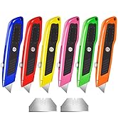 Jetmore 6 Pack Box Cutter Utility Knife, Colorful Razor Knife Box Cutter Knife, with 10 SK5 Blade...