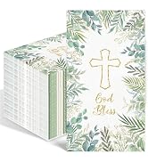 100PCS Greenery Religious Paper Napkins 3 Ply Blessed Cross Disposable Hand Towels for Bathroom D...