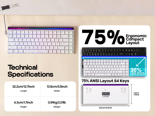 Hall Effect Keyboard with Neon RGB Light Box