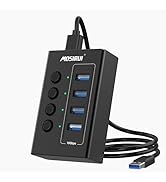 USB 3.2 Hub, 4 Ports USB Hub Multiport Adapter with 4×10Gbps Data Ports, Independent Switch, Alum...