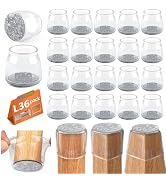 BAIPOK 36Pcs Round Chair Leg Floor Protectors with Felt Bottom, Silicone Chair Leg Covers Caps fo...