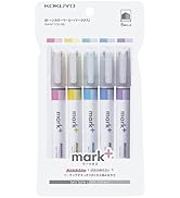KOKUYO 2-Tone Pastel Highlighter 5 Colors Set. Mark+ Two Colors Dual Tips Markers, Quick Dry Simi...