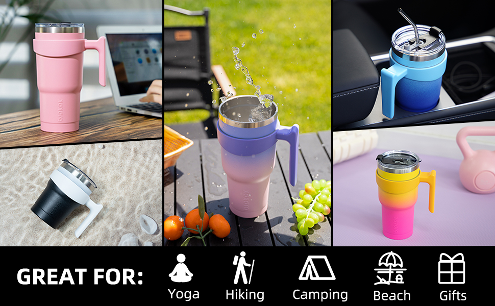 insulated tumbler with handle and straw