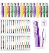 Disposable Toothbrushes with Toothpaste and Comb in Bulk, Soft Bristle Travel Size Individually W...