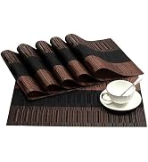SHACOS Placemats Set of 6 Woven Vinyl Place Mats for Dining Table Heat Resistant Table Mats Wipea...