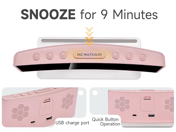 easy to use alarm clock with 9 minute snooze simple setup large buttons for kids teens seniors