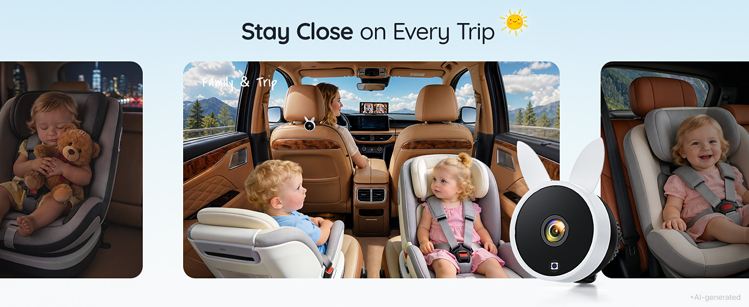 Dual Car Camera Baby Monitor for 2 Kids Baby Car Mirror Rear Facing