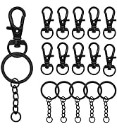 150Pcs Black Swivel Snap Hook Set,Swivel Clasp Keychain Hook Lobster Clasp Split Key Rings with C...
