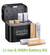 imuto Rechargeable AA Batteries with Charger, Li-ion & NiMH Battery Kit