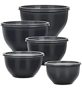 5-Piece Plastic Mixing Bowls with Lids Set for Kitchen, Nesting Bowls for Mixing, Baking, Preppin...