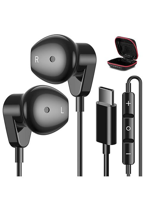 half in-ear usb c headphones