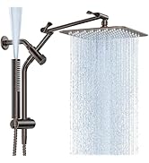 Veken All Metal 10" Oil Rubbed Bronze Shower Head with Handheld, Luxurious Square Double Rain Sho...