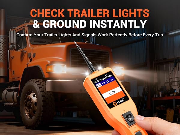 Circuit tester checking trailer lights and ground circuits for fast, reliable signal verification.
