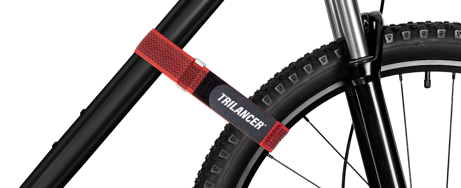 Trilancer Adjustable Bike Wheel Stabilizer Strap with Hook and Loop for Car and Wall Mount