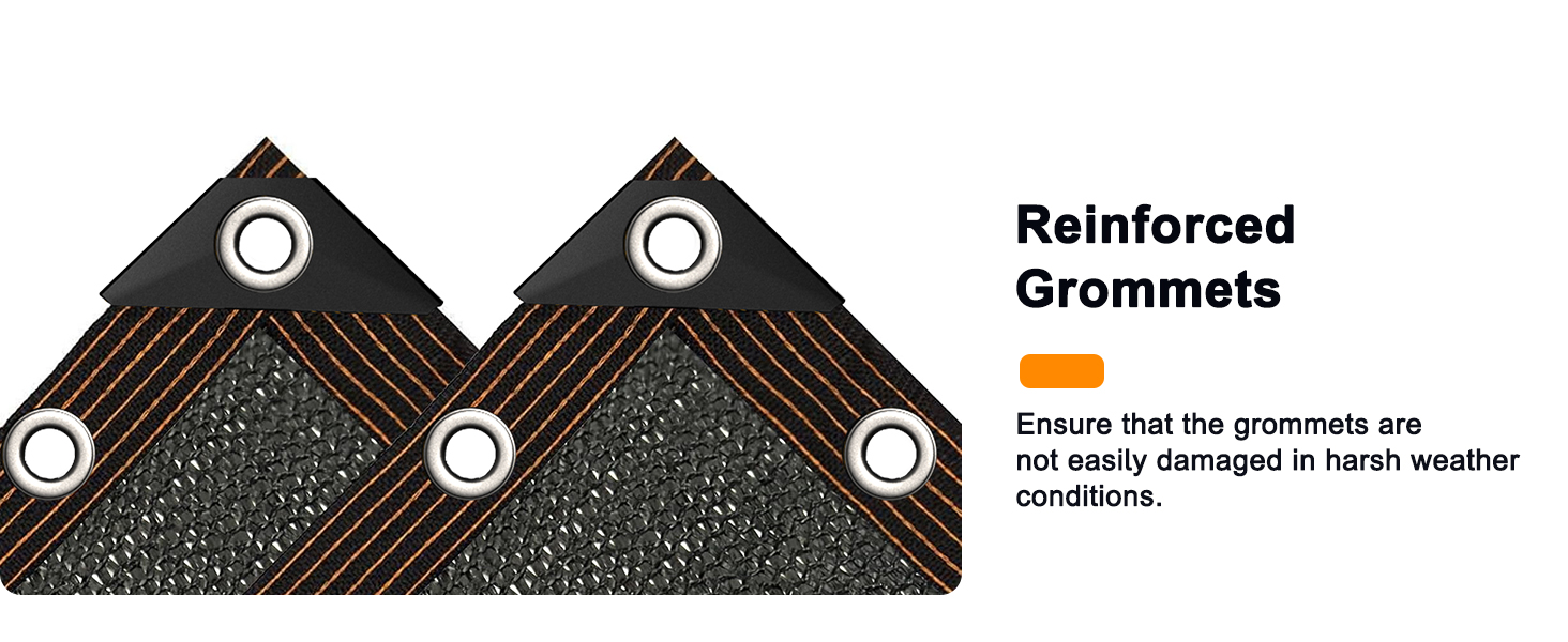 Tear Resistant Sun Shade Net with Reinforced Grommet