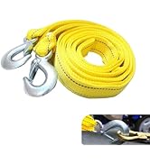 yorpyep Car Towing Rope, Double-layer Thickened Nylon Towing Strap with U-shaped Hook, Safety Ref...