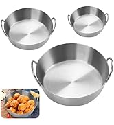 BSDLZCH 3Pcs Double Ear Snack Bowl, Stainless Steel Mixing Bowl Rice Wine Fruit Salad Snack Bowls...